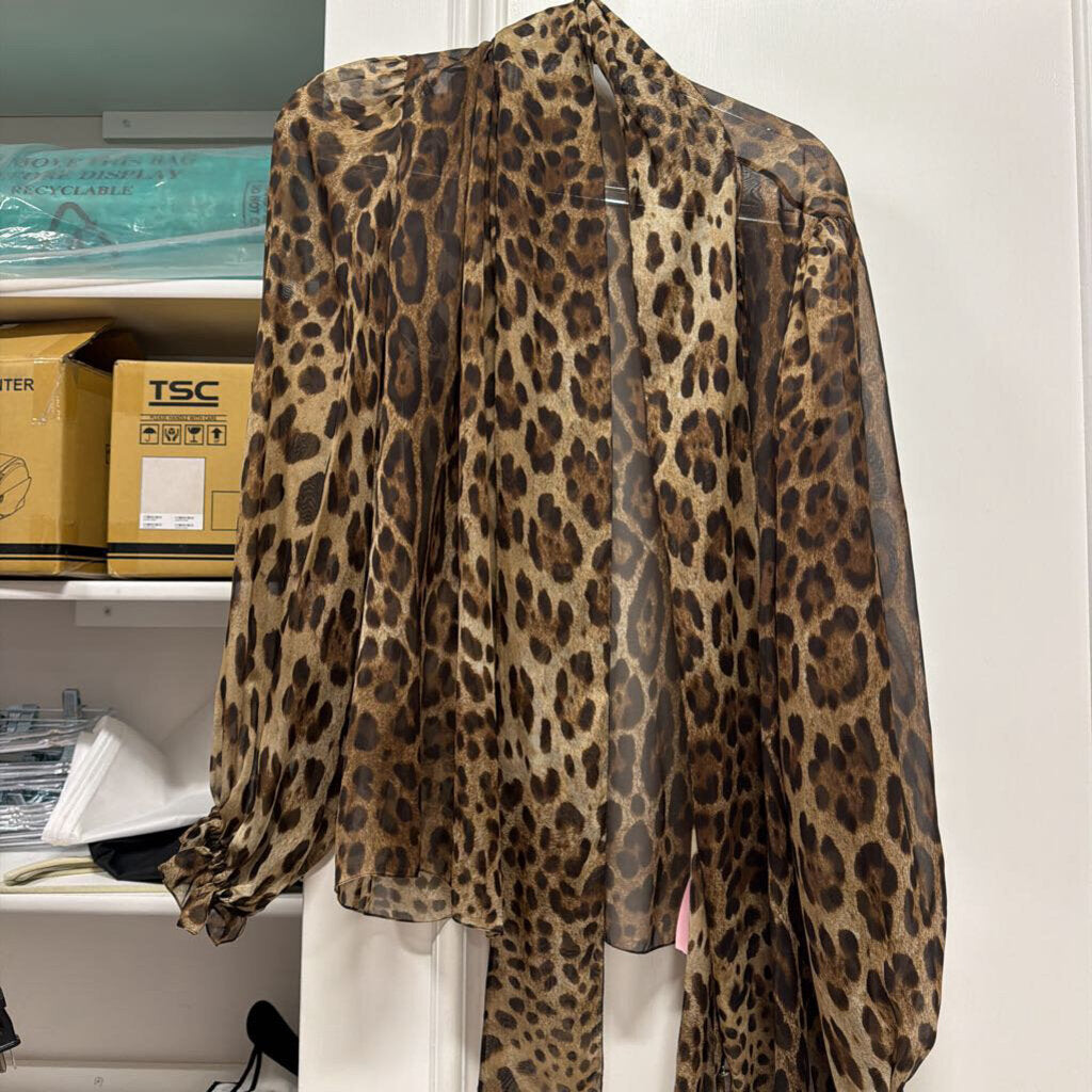 Brown Silk Animal Print Shirt
