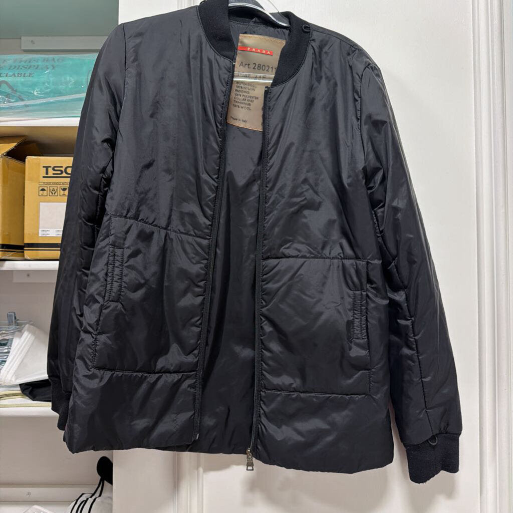 Black Nylon Bomber Jacket
