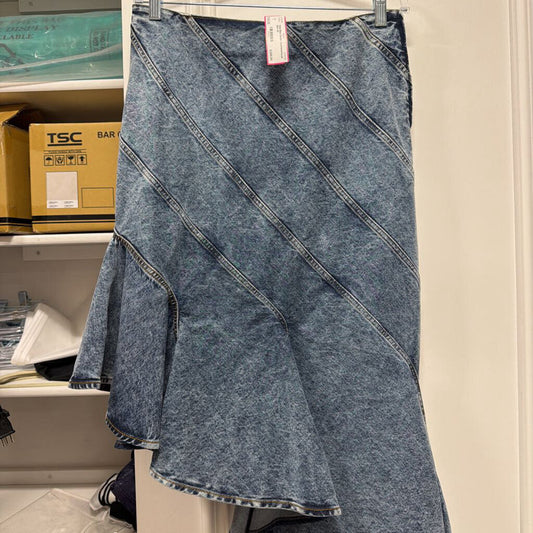 Blue Denim Asymmetrical Skirt