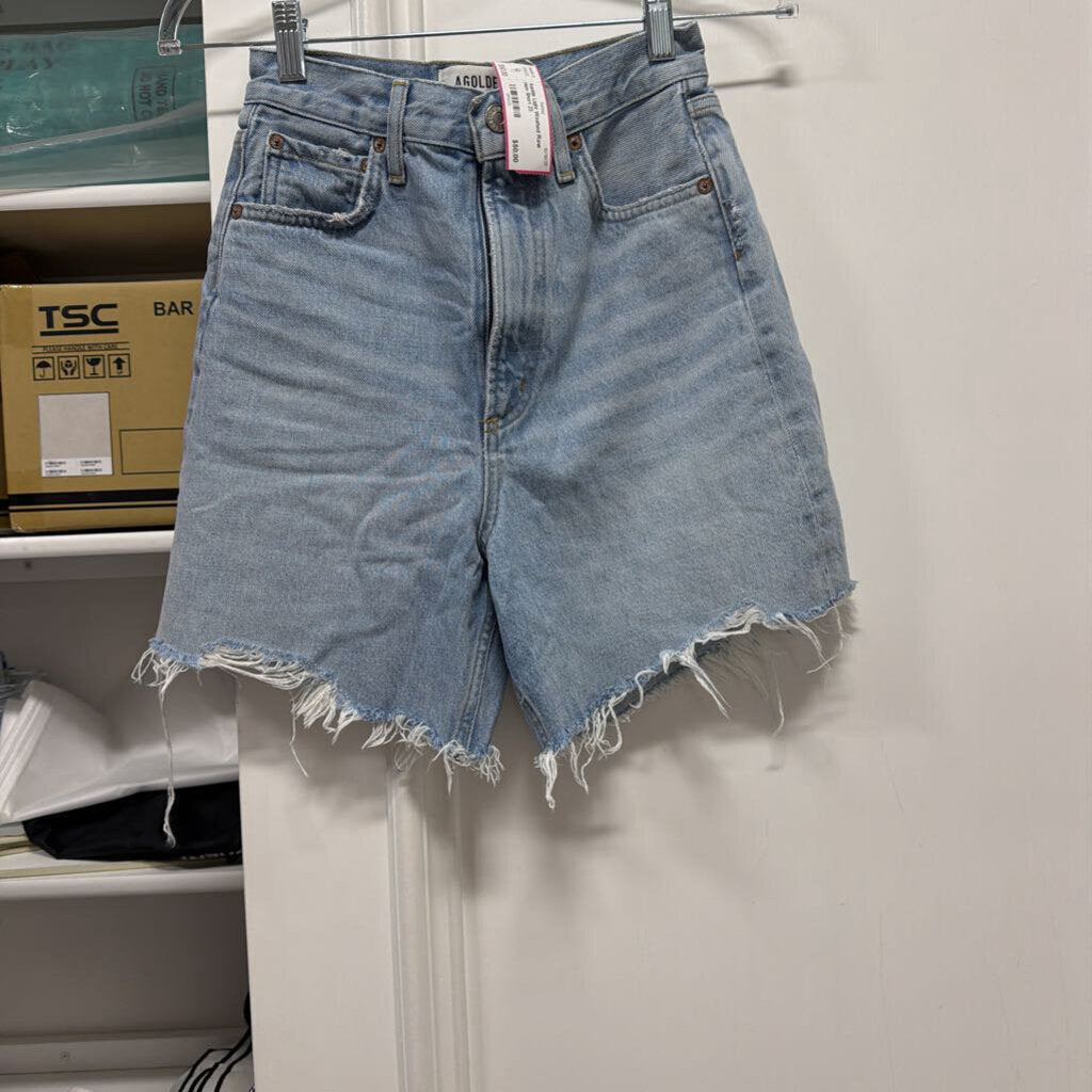 Light Washed Raw Hem Short