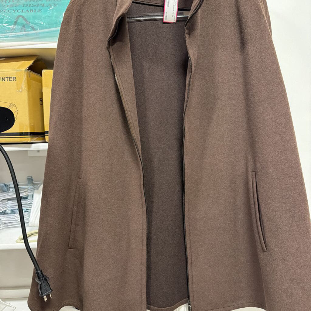 Brown Angora Zip Up Jacket