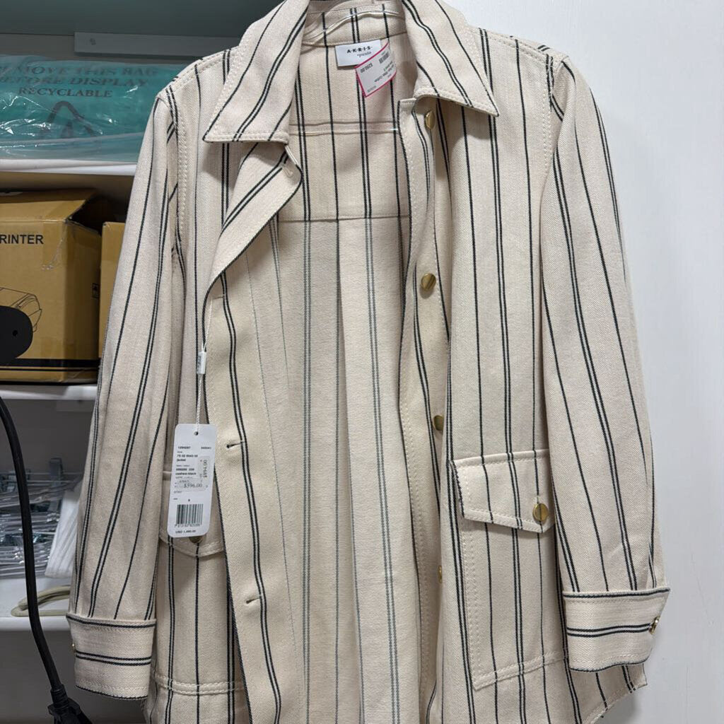 White Cotton Stripe Jacket