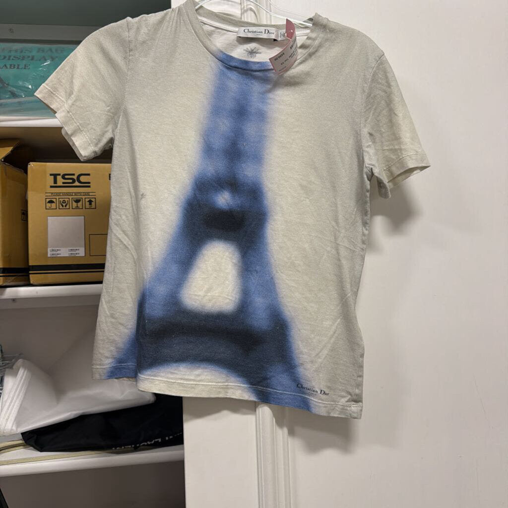 Grey Cotton/Linen Graphic Tee