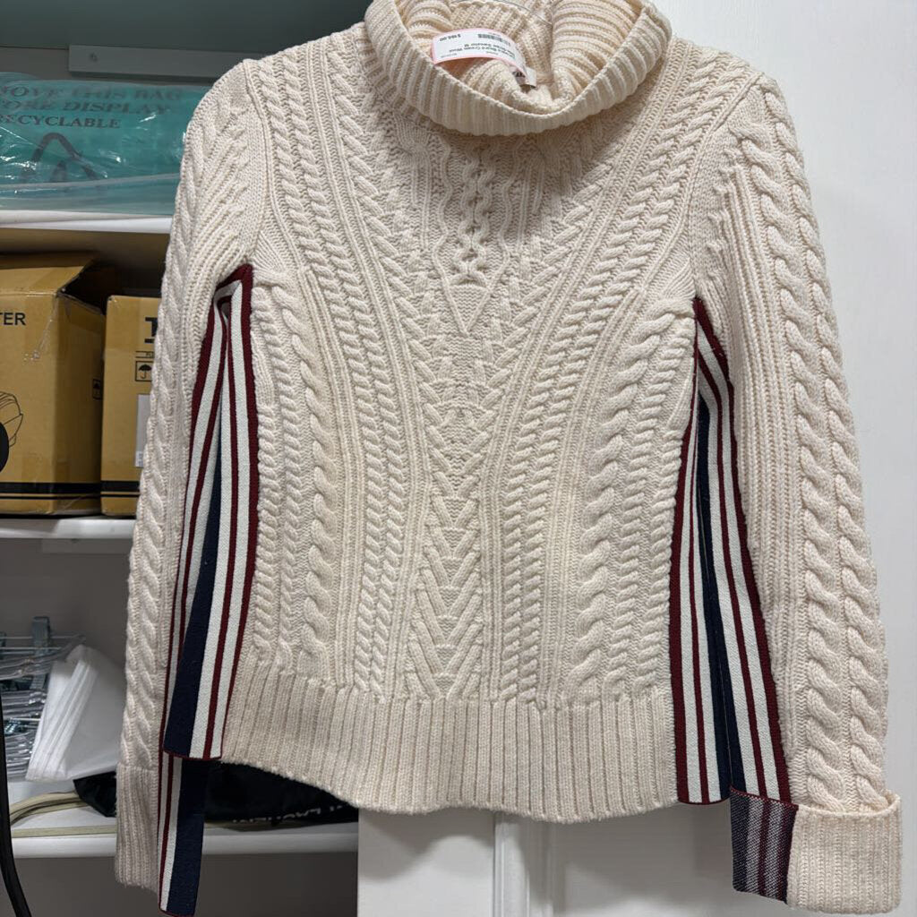 Cream Wool Side-Stripe Sweater