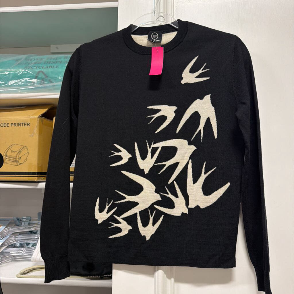 Black/White Wool Bird Sweater