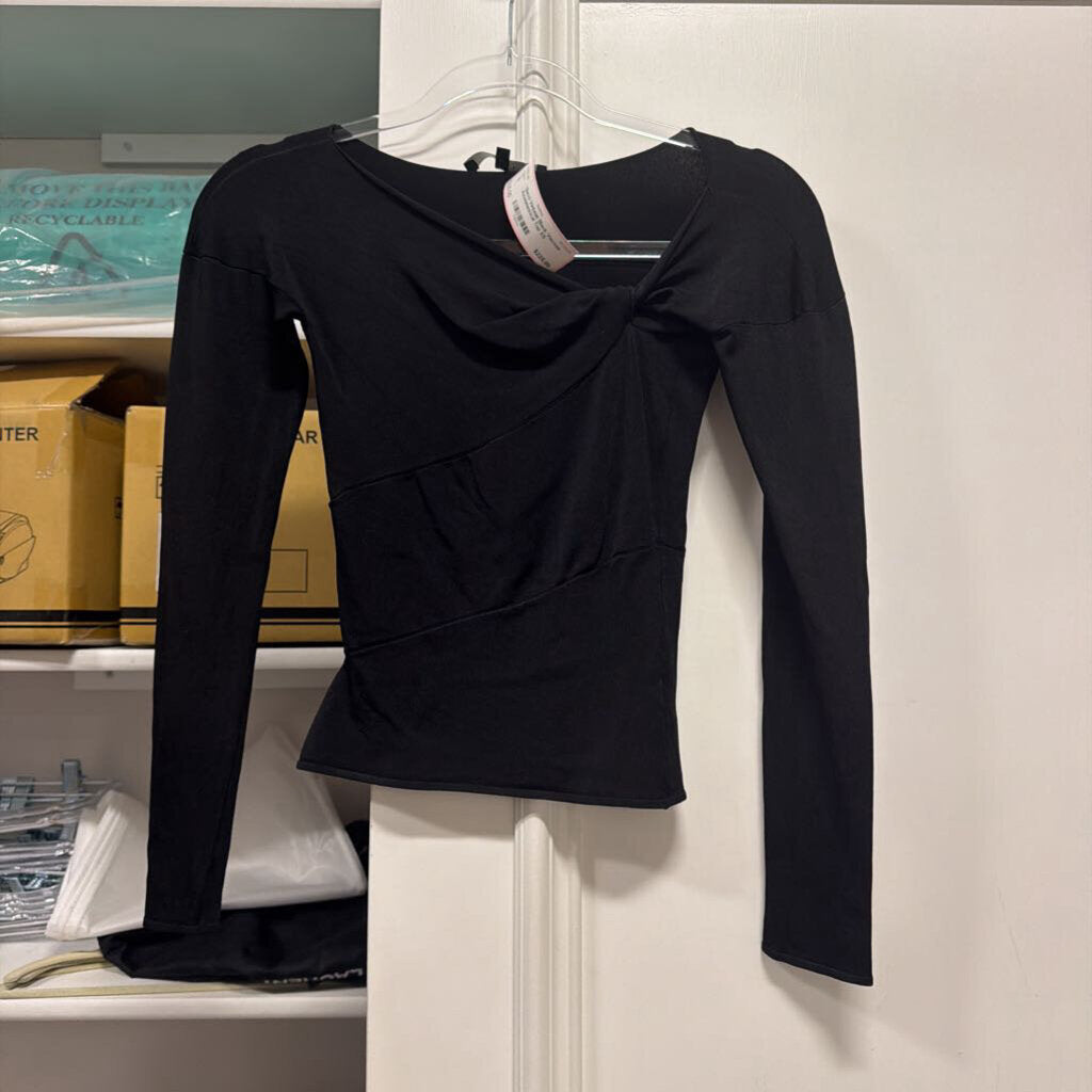 Vintage Black Viscose Asymmetrical Top