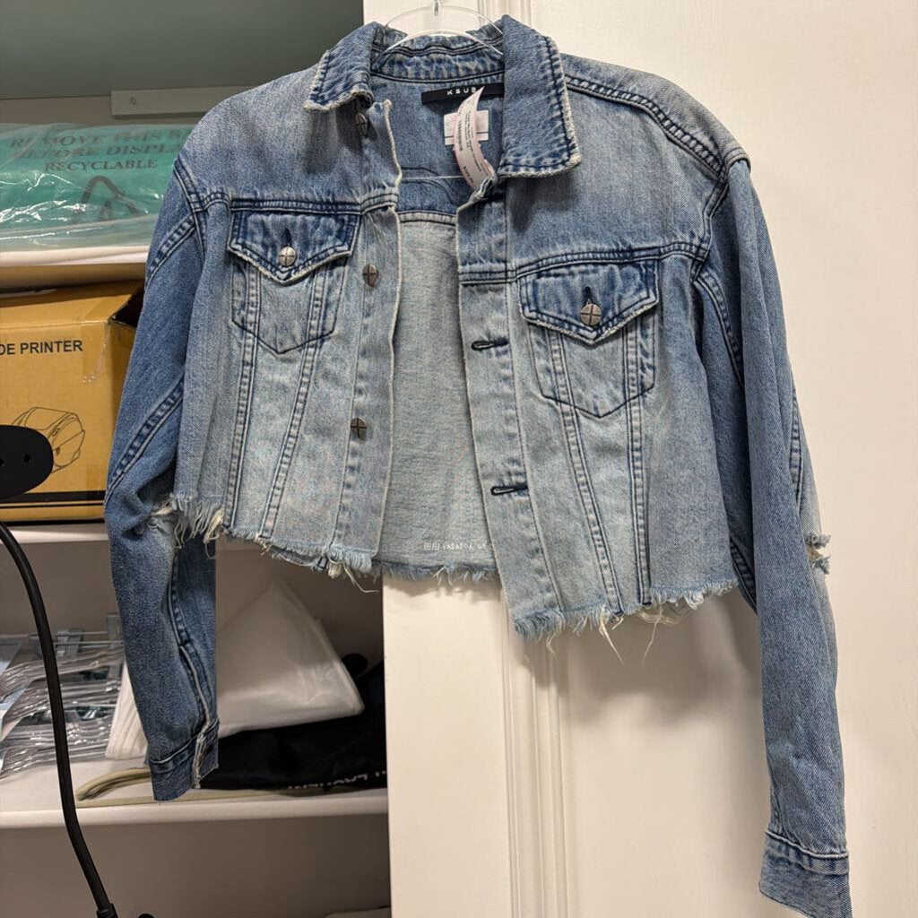 Medium Wash Cropped Denim Jacket