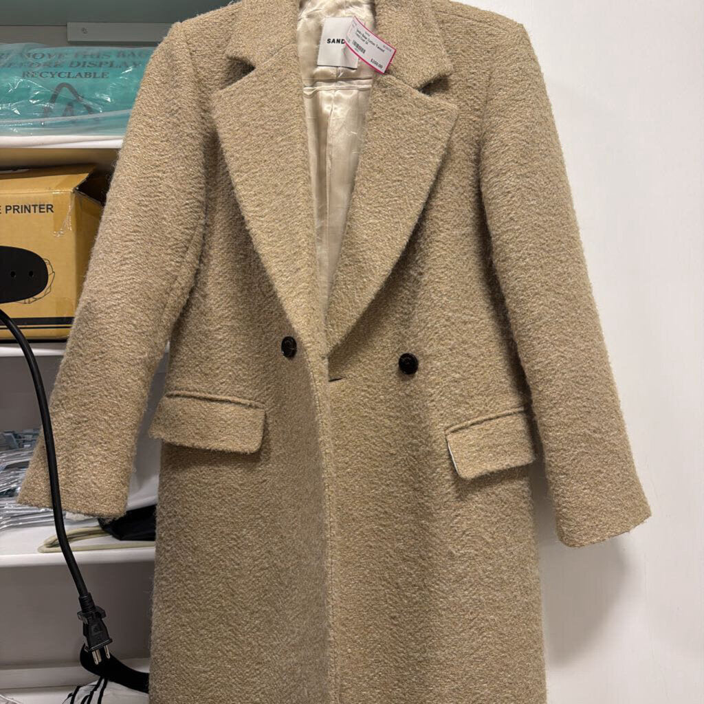 Beige Cotton Tweed Trench Coat