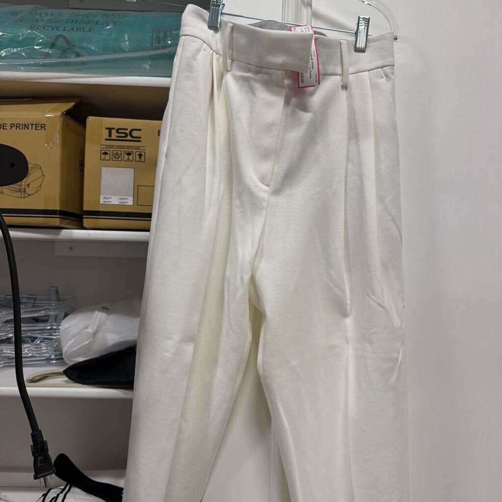 White Cotton/Wool Wide Leg Pants