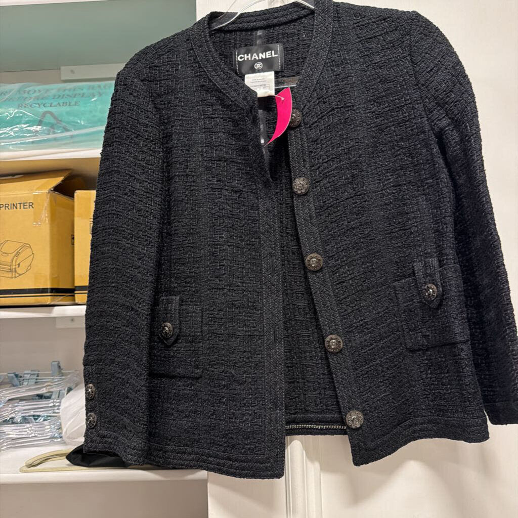 2016 Paris-Seoul Black Cotton Tweed Jacket