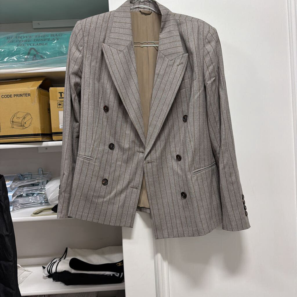 Brown Stripe Wool Blazer