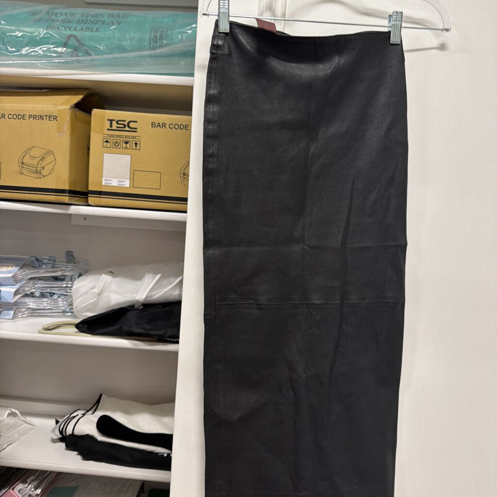 Black Leather Midi Skirt