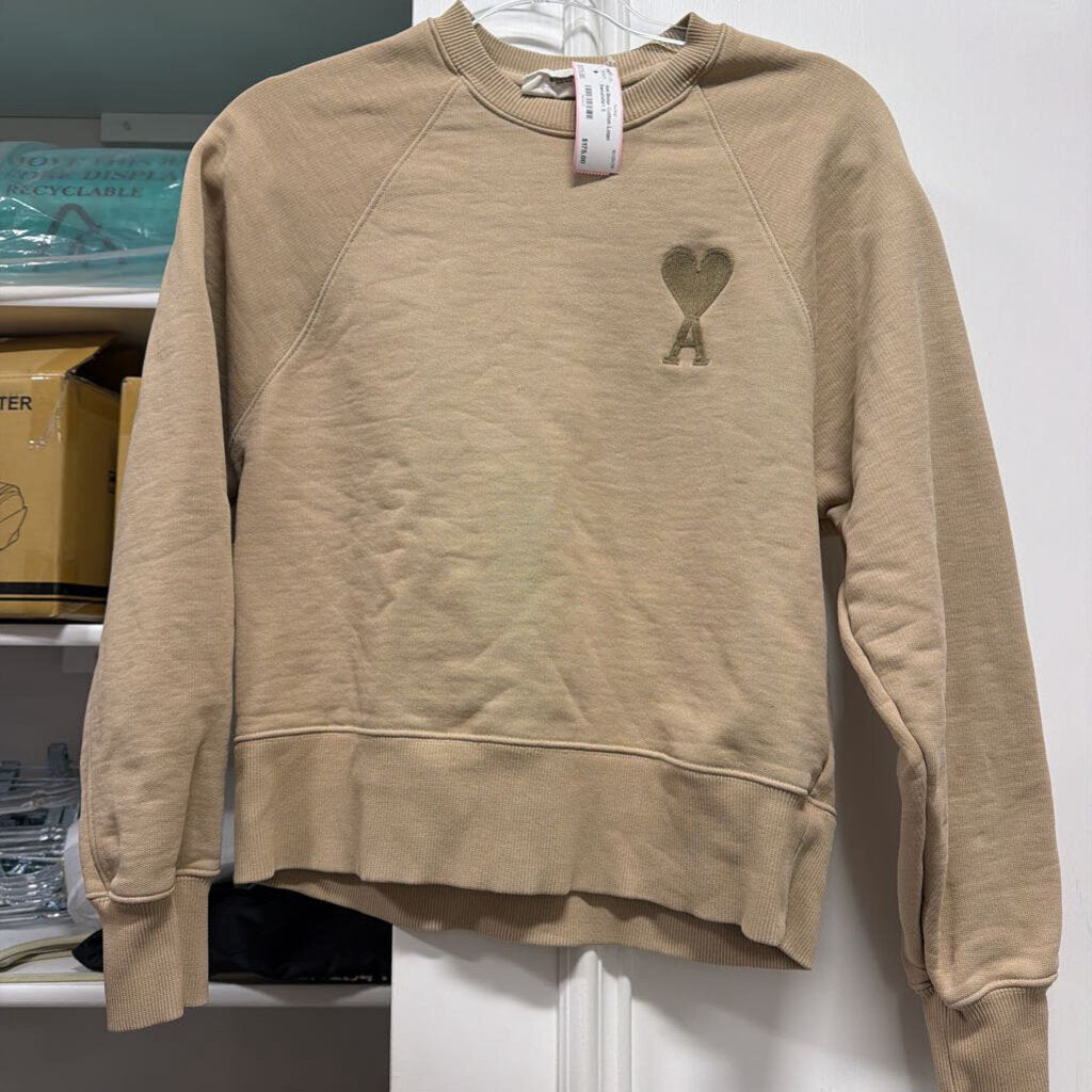 Beige Cotton Logo Sweatshirt