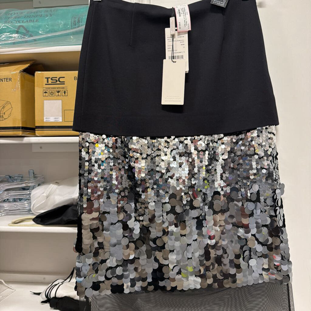 Black Viscose/Poly Sequin Midi Skirt (NWT)