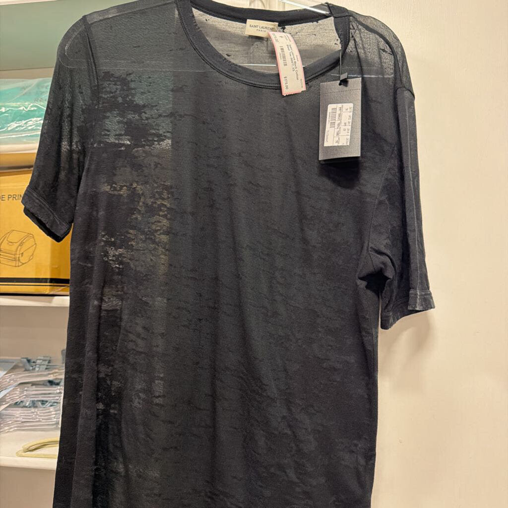 Black Cotton Sheer Tee (NWT)