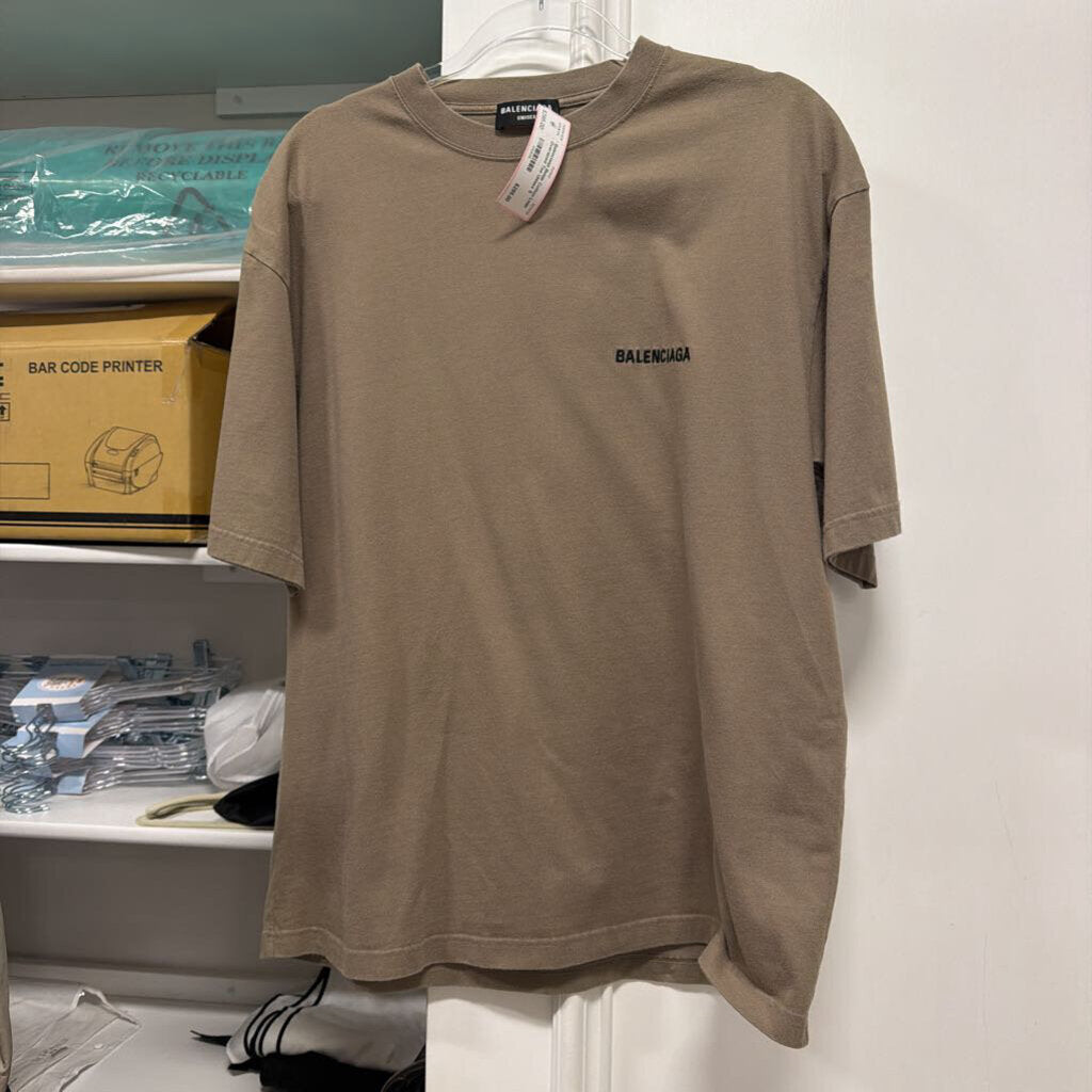 Beige Cotton Logo Oversized Tee