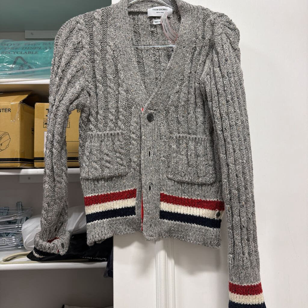 Grey Wool/Mohair Cableknit Cardigan