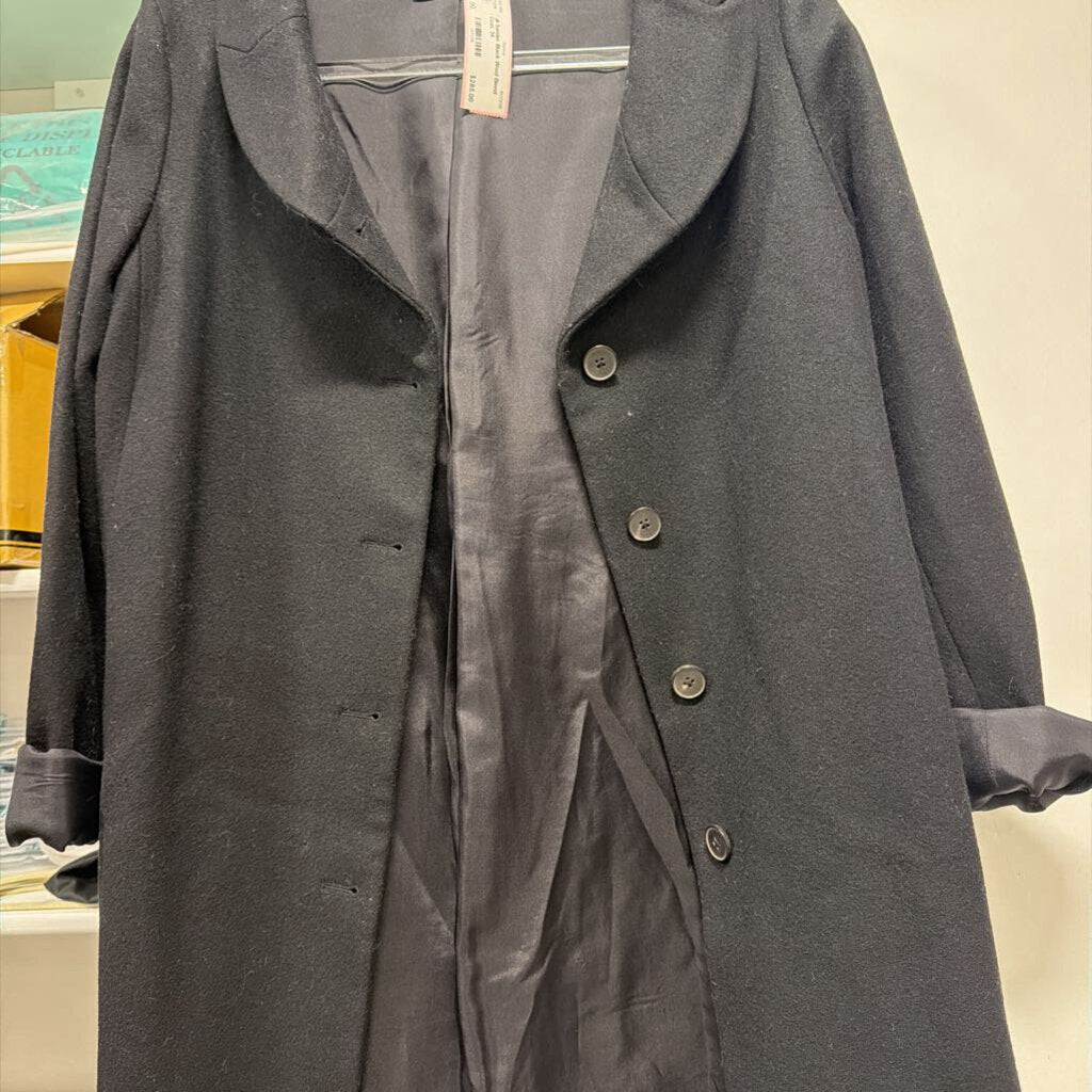 Black Wool Blend Coat, 34