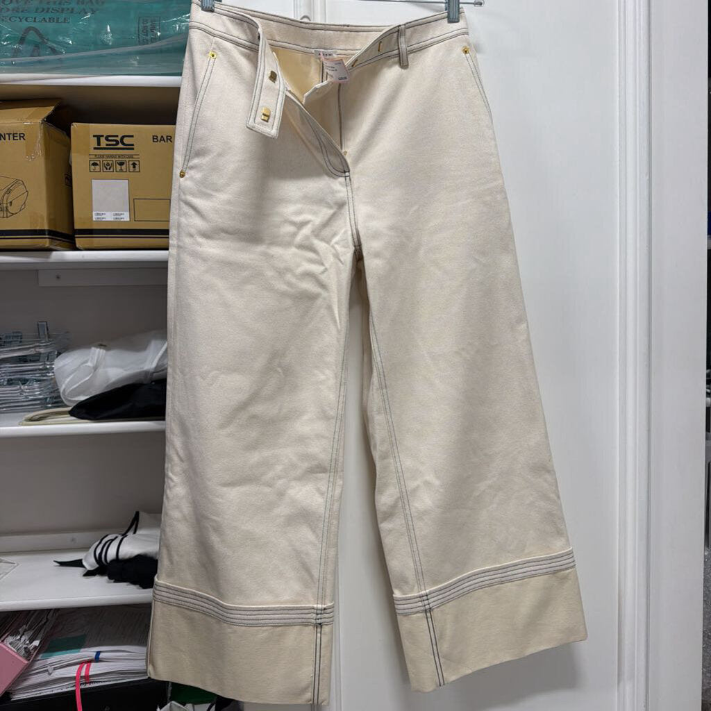 Off-White Cotton Wide Leg Jean, 42