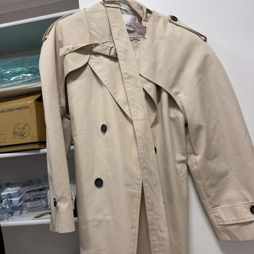 Beige Cotton Belted Vest/Jacket