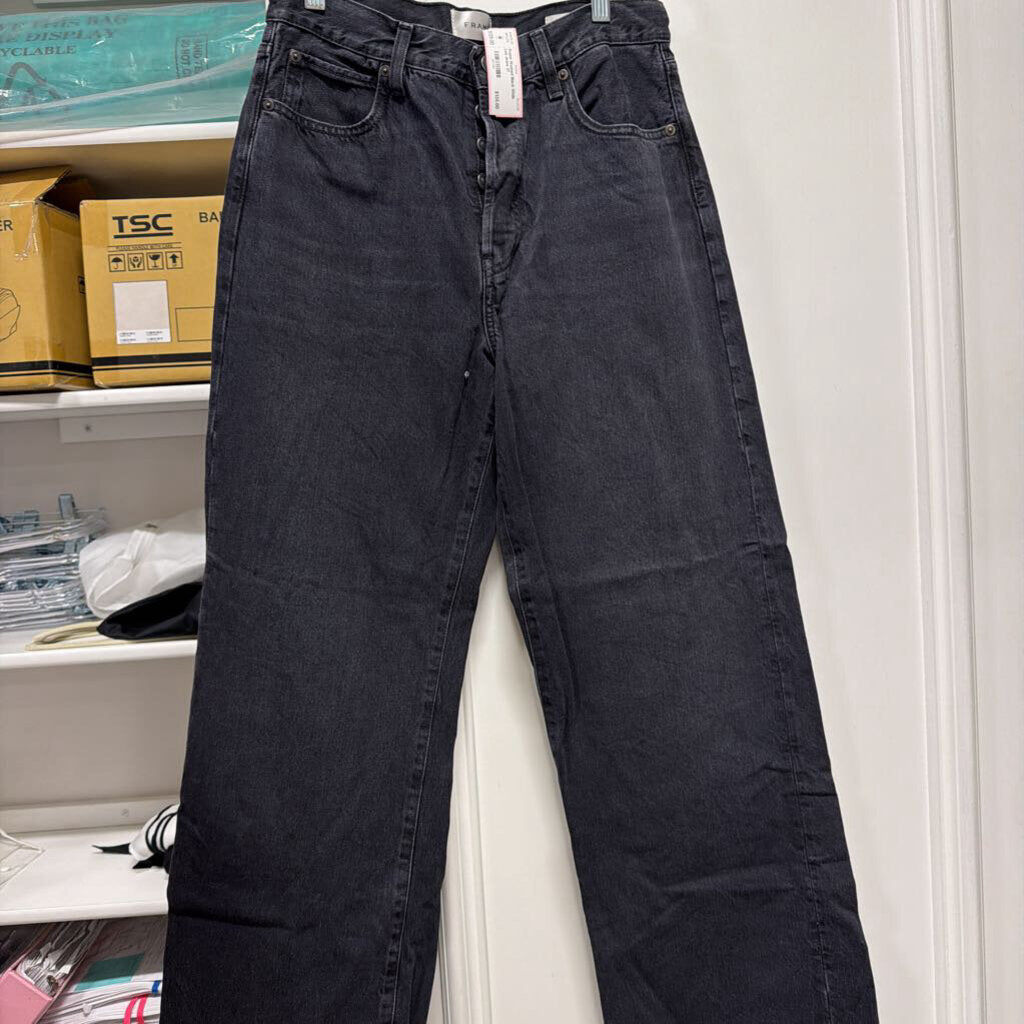 Washed Black Wide Leg Jeans