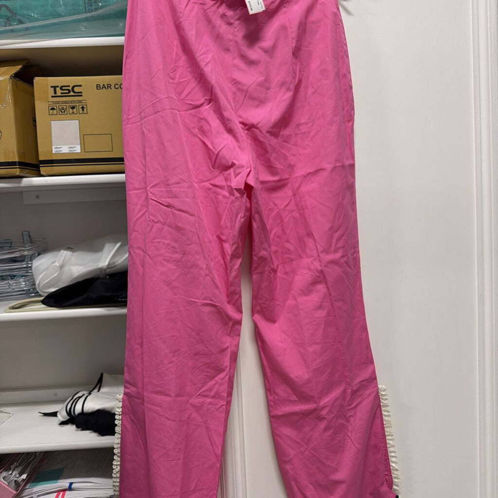 Pink Cotton Lace Trim Pant, 40