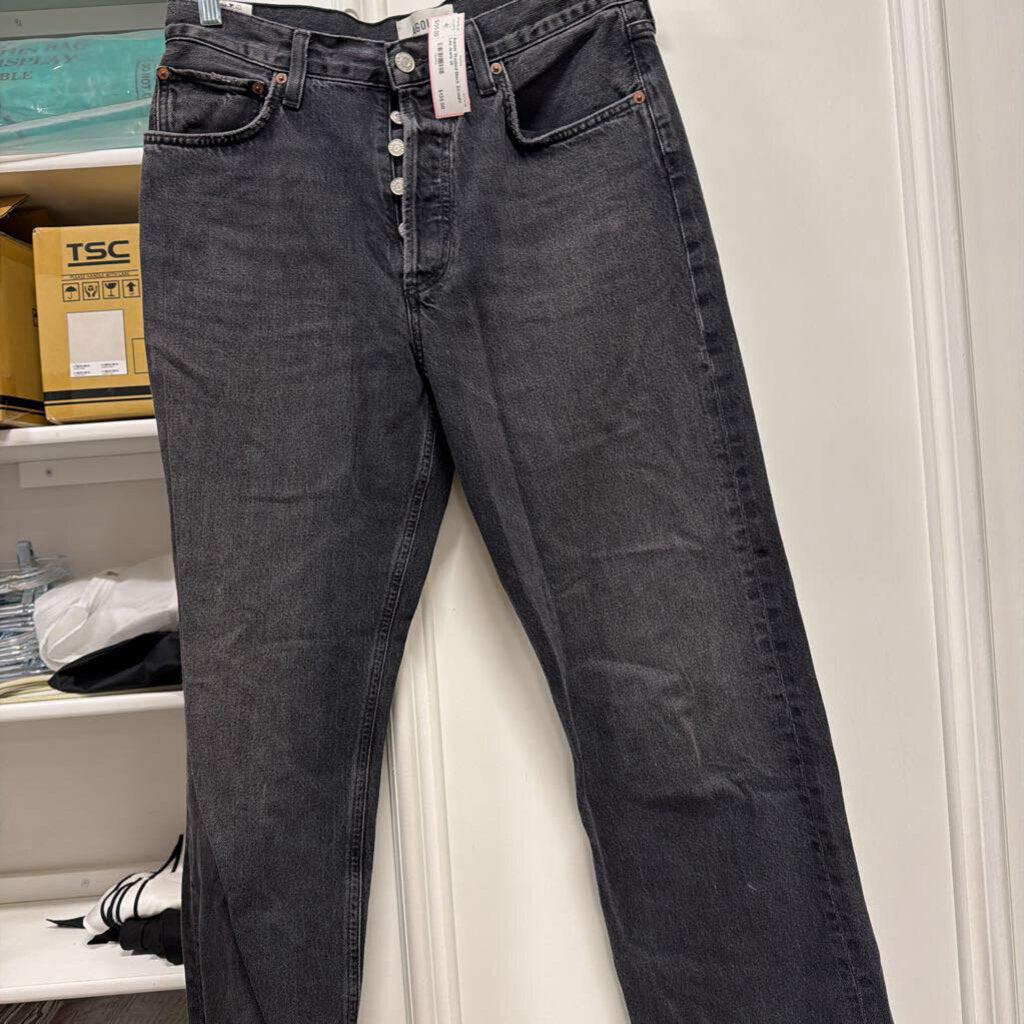 Washed Black Straight Leg Jeans