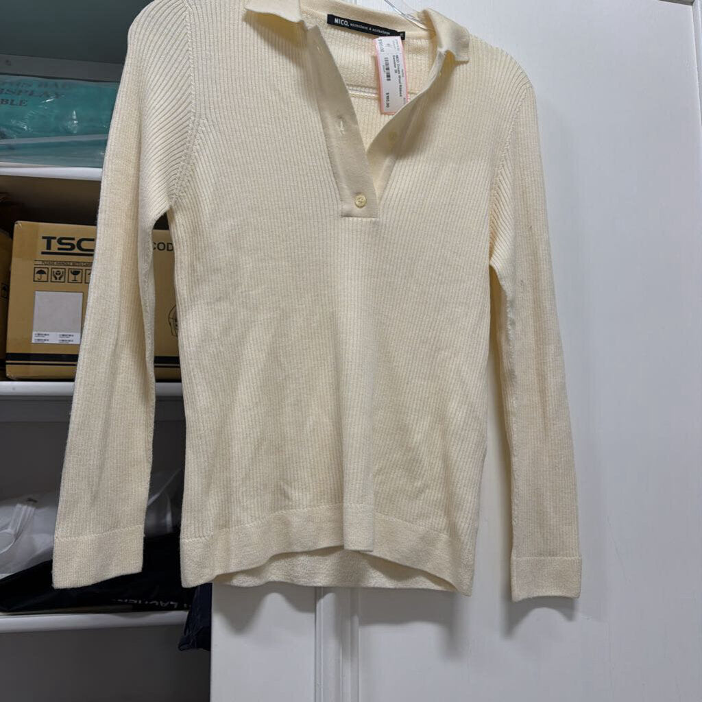 Cream Wool Ribbed Sweater