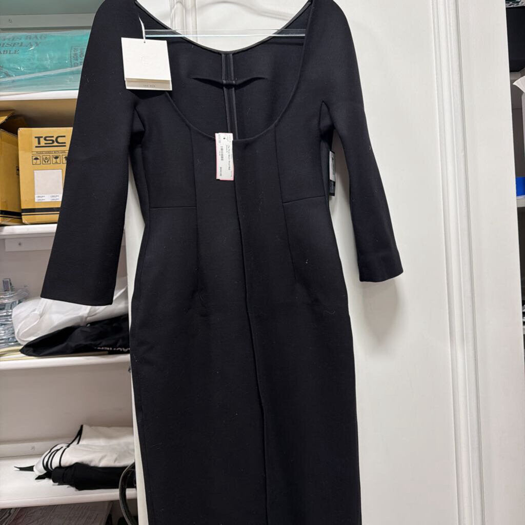Black Wool Midi Dress