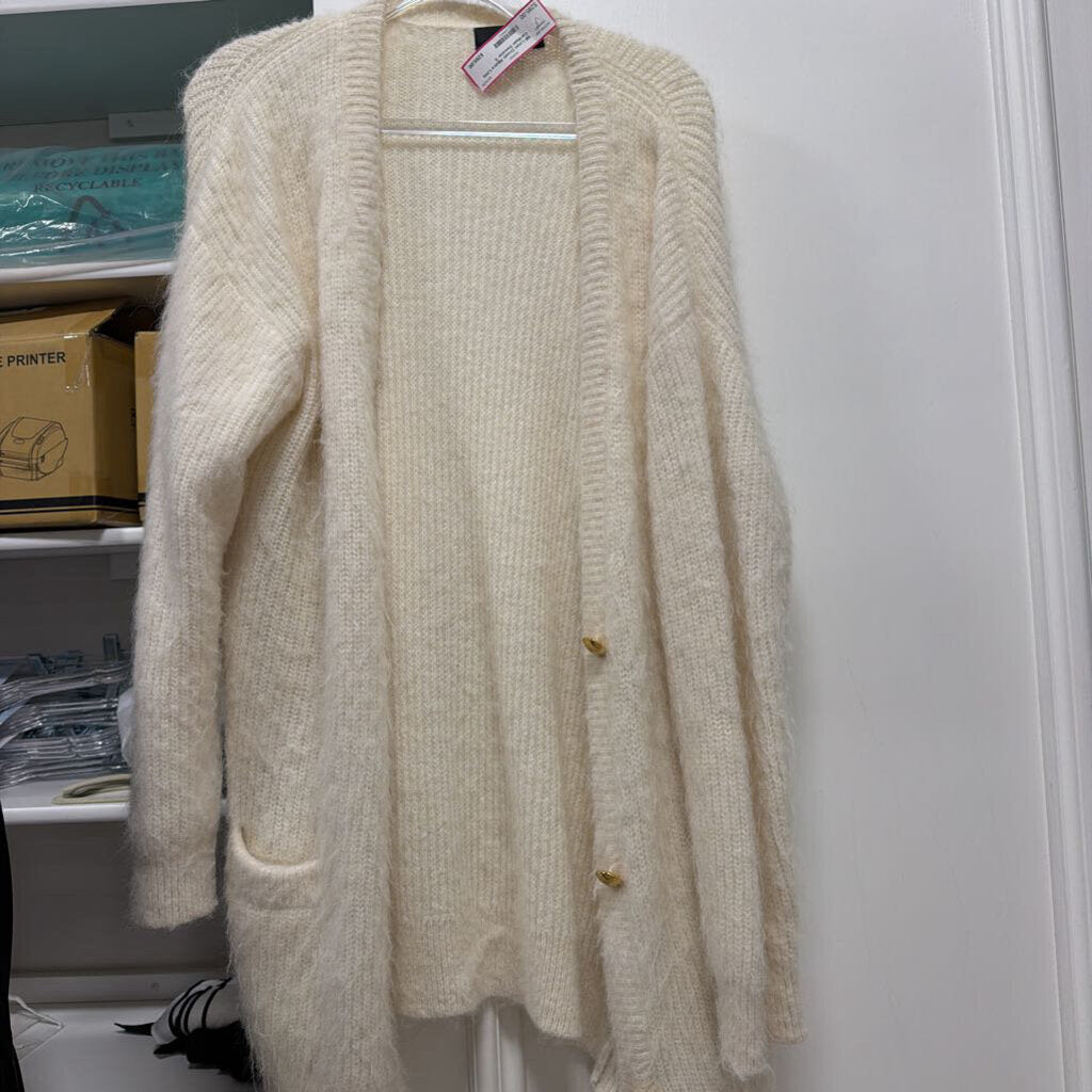 Cream Alpaca Long Cardigan Sweater
