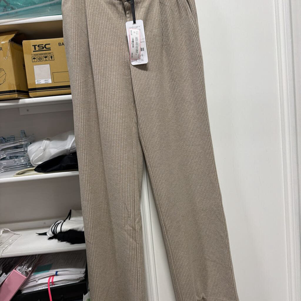 Taupe Poly Blend Ribbed Wide Pant (NWT), S