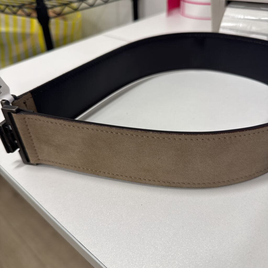 YSL Rive Gauche Tan Suede Belt, 75