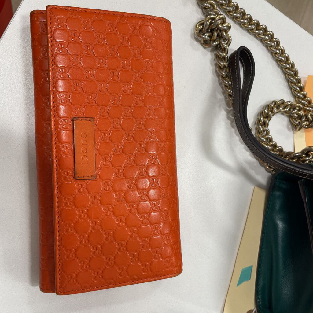 Orange Embossed Long Wallet
