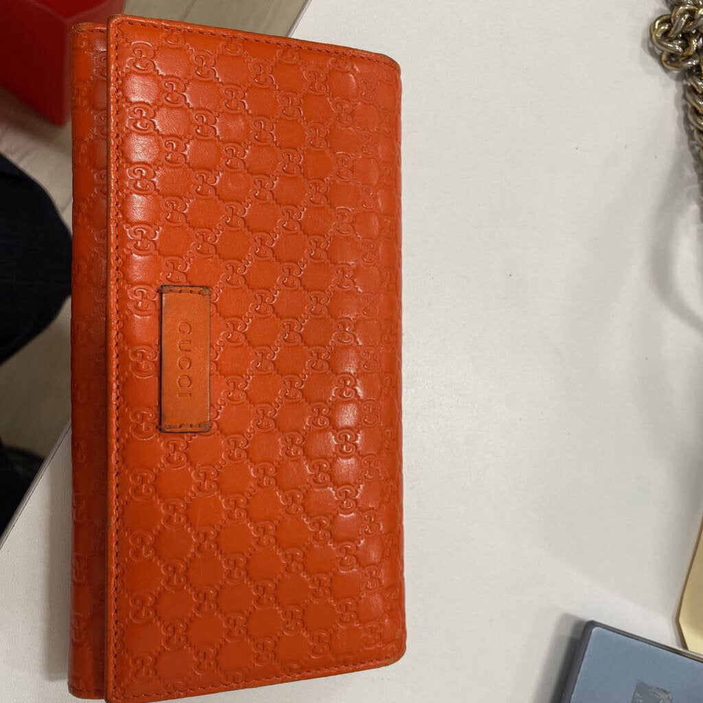 Orange Embossed Long Wallet