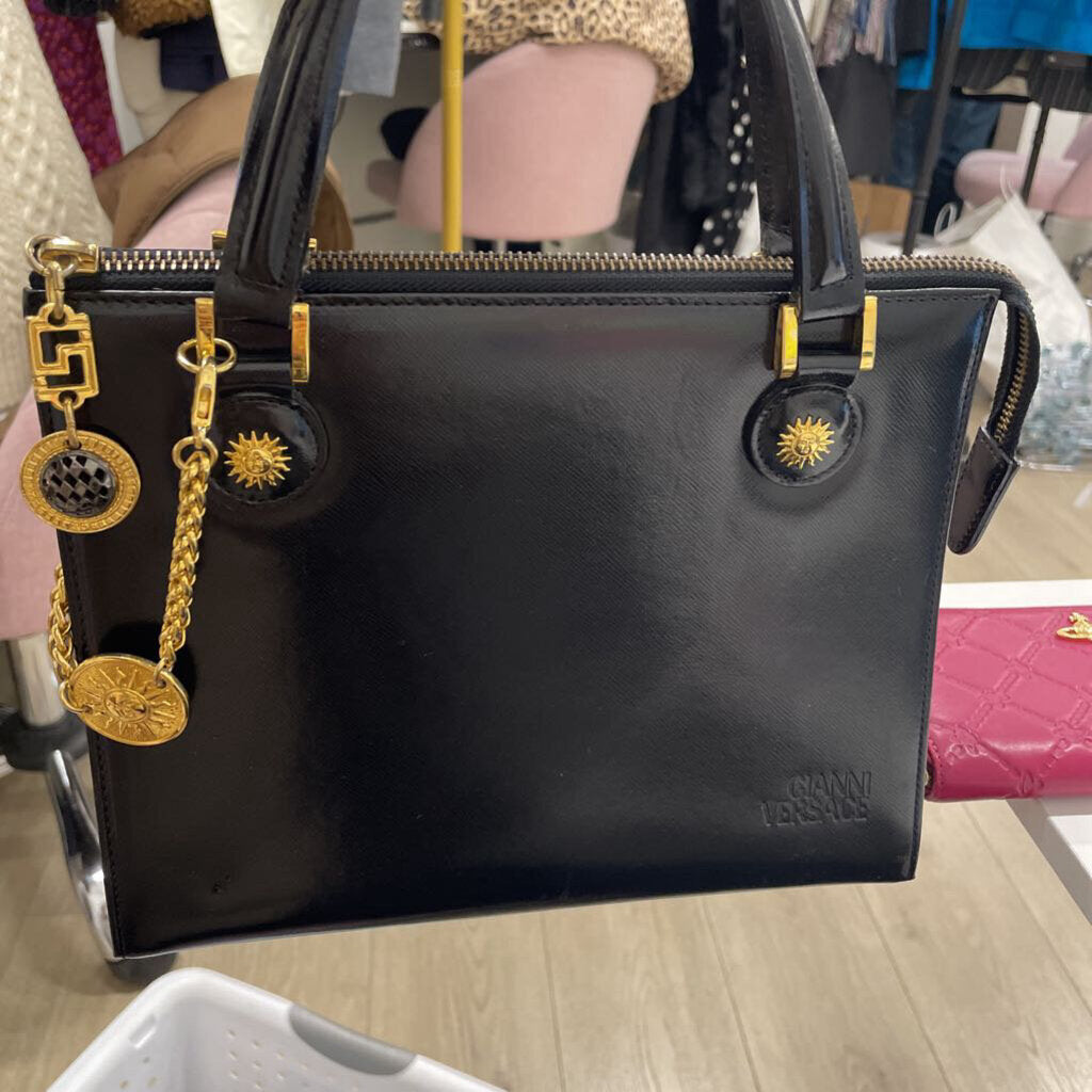 Black Leather Sunburst Bag