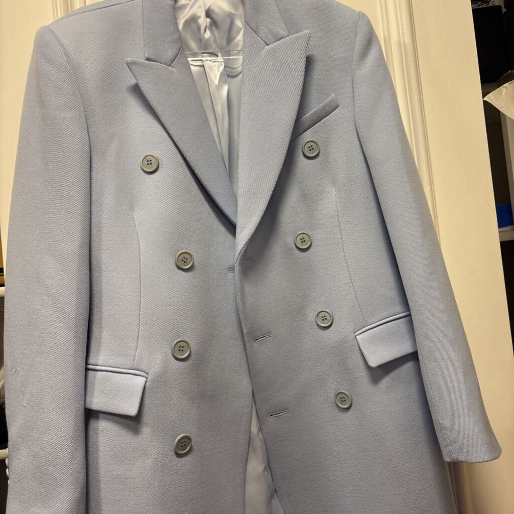 Blue Wool Double Breasted Coat
