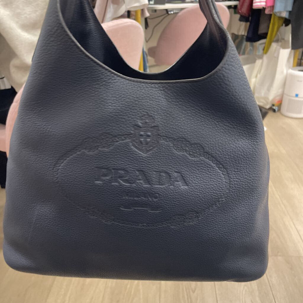 Navy Leather Hobo Bag