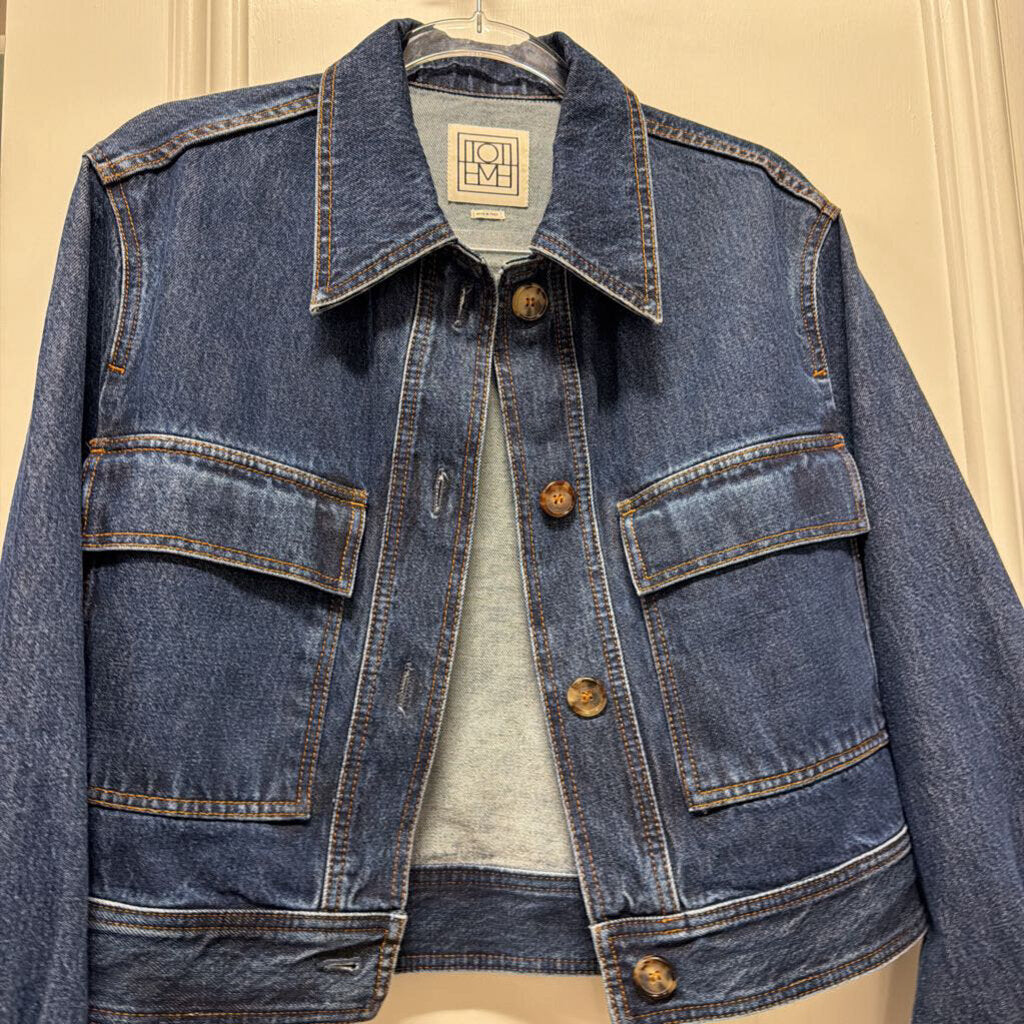 Blue Denim Cropped Jacket