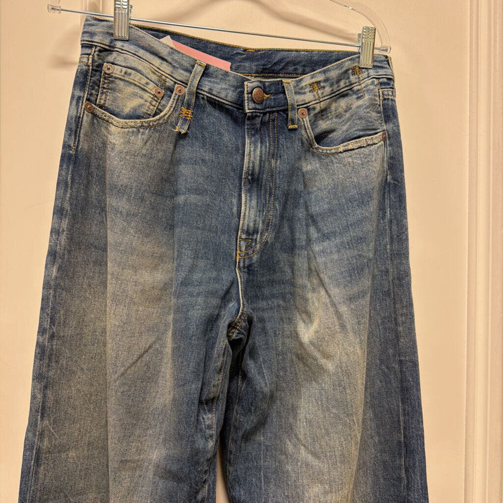 Blue Denim Wide Leg Jeans