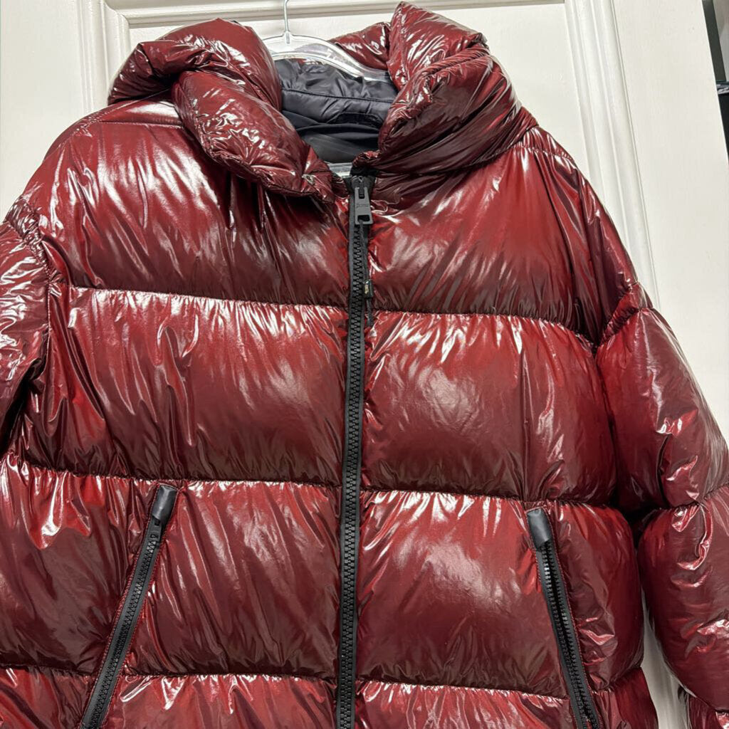 Burgundy Shinny Puffer Coat