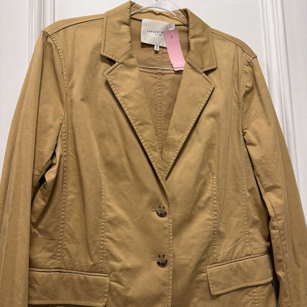 Brown Cotton Single Breasted Blazer