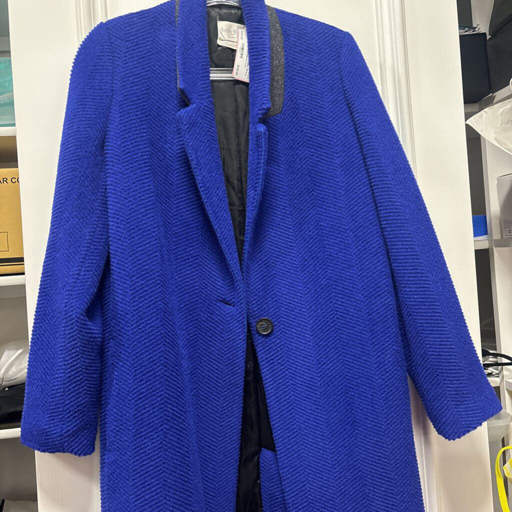 Royal Blue Alpaca Wool Herringbone Coat