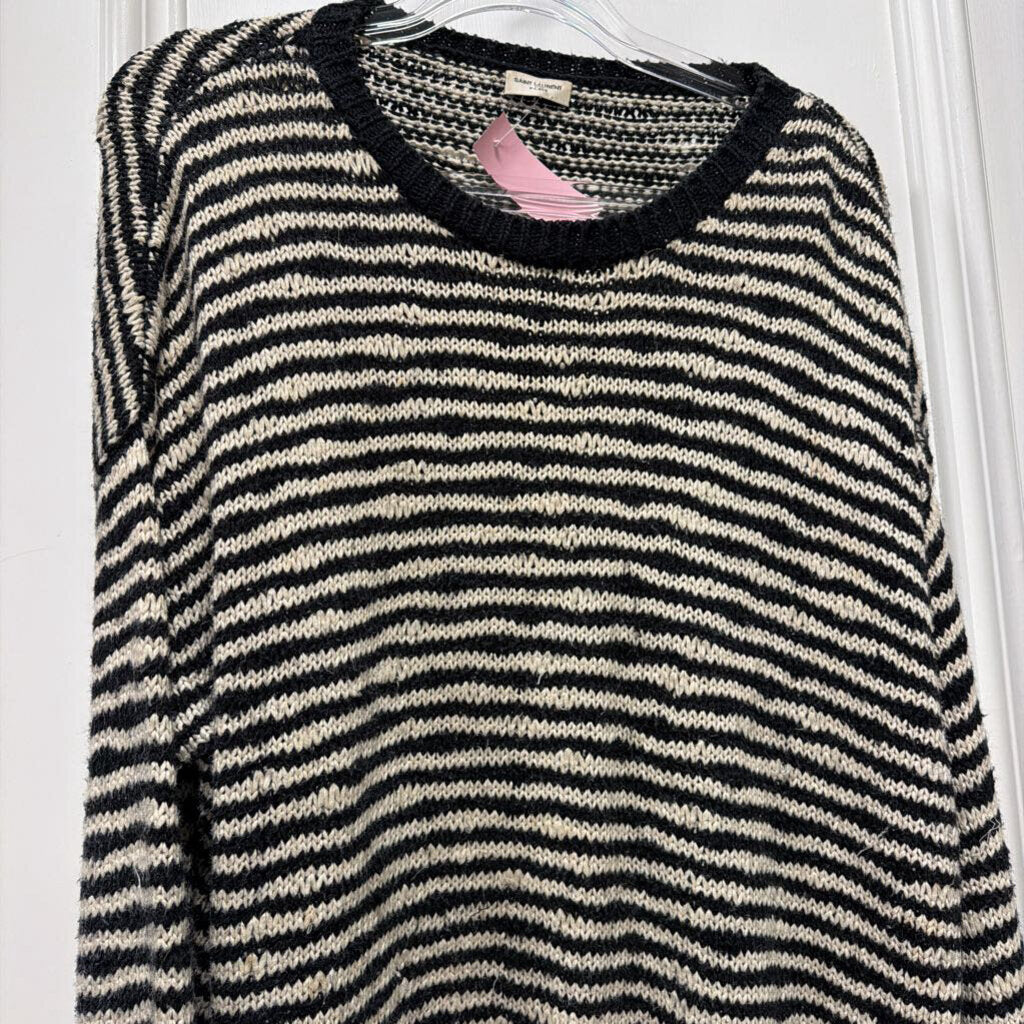 Black Stripe Knit Crewneck Sweater, n/a
