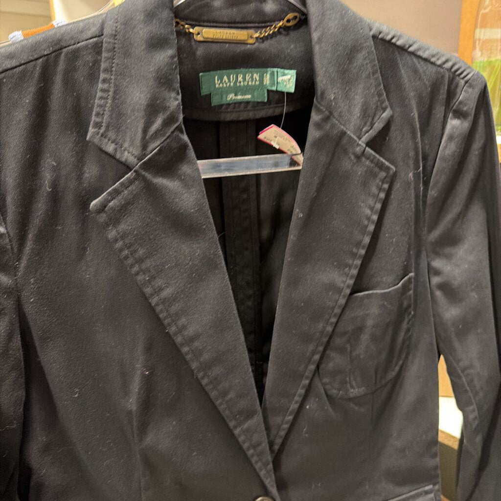 Black Cotton Blend Blazer, S