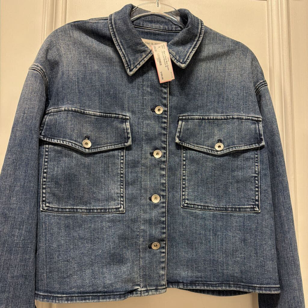 Blue Denim Cropped Shacket