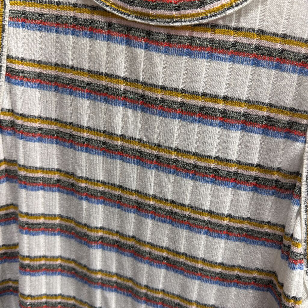 White/Multi Poly Blend Striped Tank (NWT)