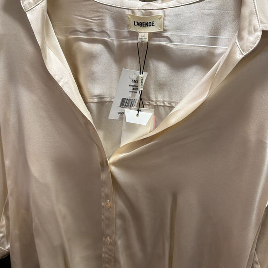 Beige Satin Button Down Top (NWT), L
