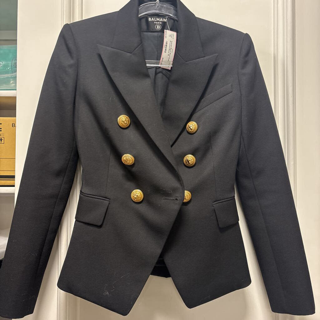 Black Wool Double Breasted Blazer