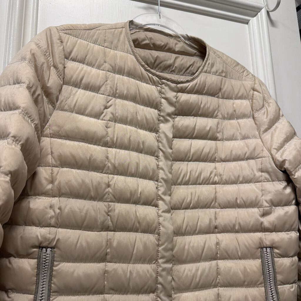 Beige Nylon Puffer Jacket, 46