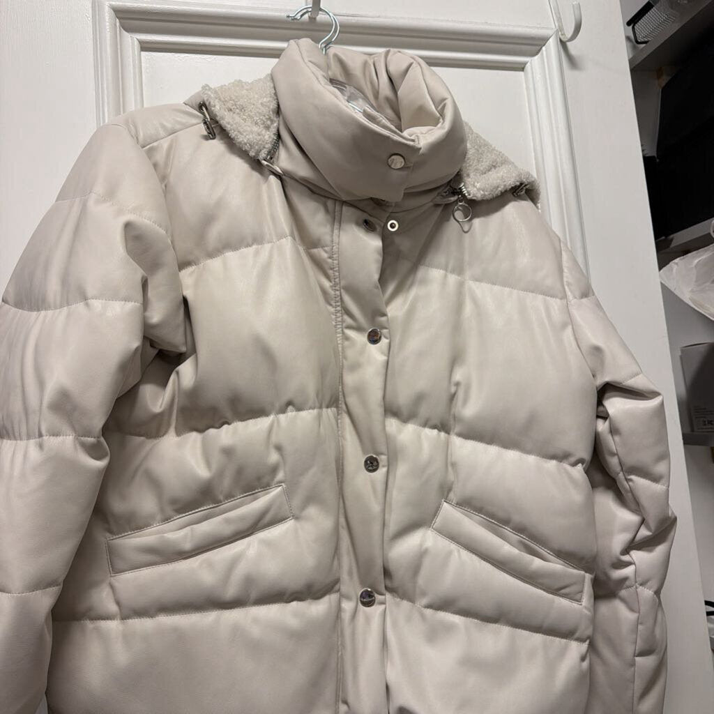 Beige Faux Fur Bomber Jacket, n/a
